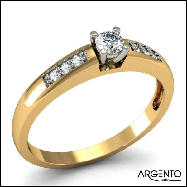 P077 Pierścionek złoty z brylantami 0,22 ct
