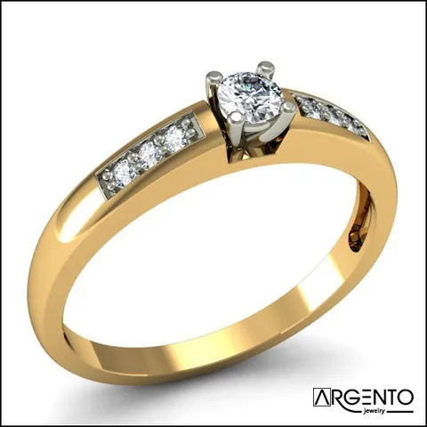 P077 Pierścionek złoty z brylantami 0,22 ct