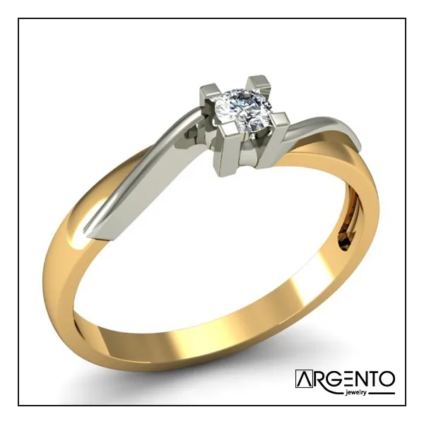 P049 Pierścionek złoty z 0,15 ct brylantem