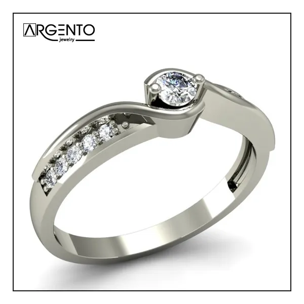 P058 Pierścionek z białego złota z brylantami 0,22 ct
