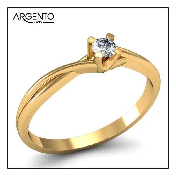 P057 Pierścionek złoty z 0,15 ct brylantem
