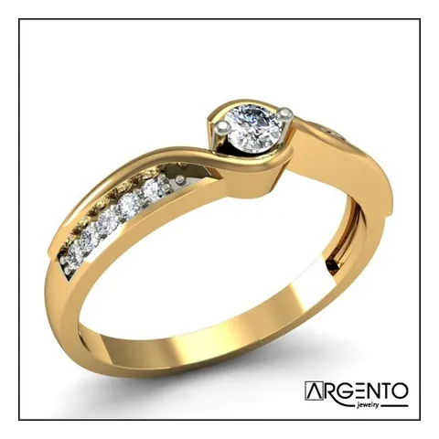 P059 Pierścionek z żółtego złota z brylantami 0,22 ct