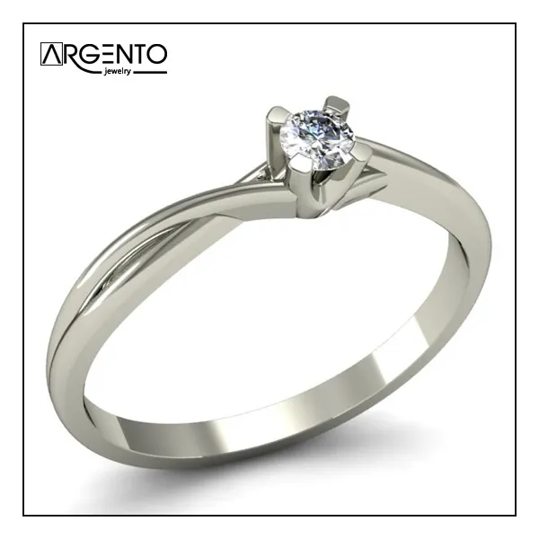 P054 Pierścionek z białego złota z 0,15 ct brylantem