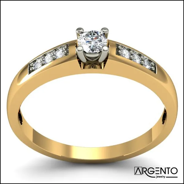 P077 Pierścionek złoty z brylantami 0,22 ct
