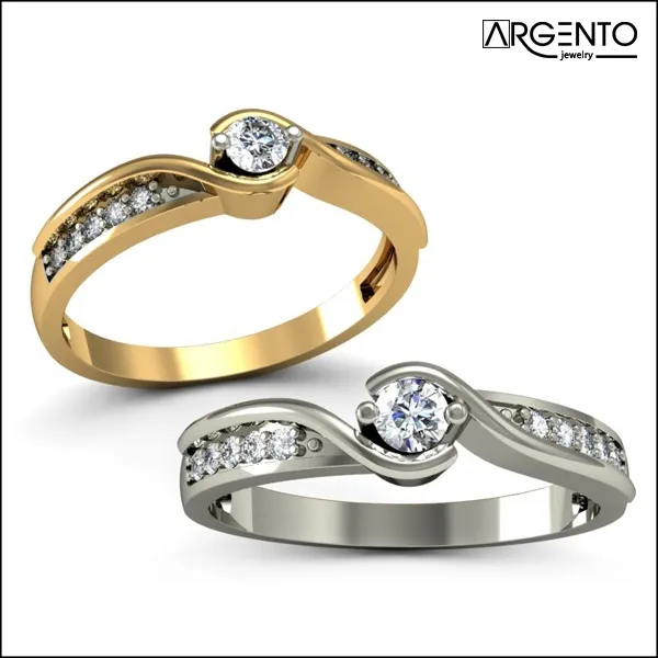 P058 Pierścionek z białego złota z brylantami 0,22 ct