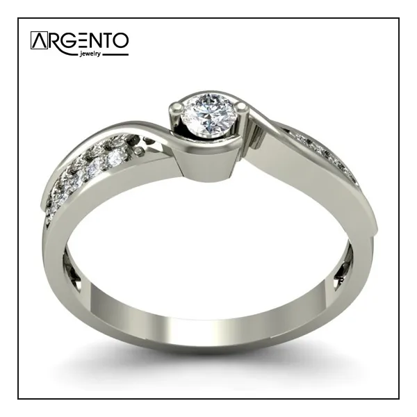 P058 Pierścionek z białego złota z brylantami 0,22 ct