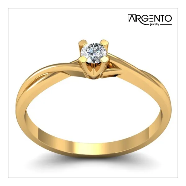 P057 Pierścionek złoty z 0,15 ct brylantem