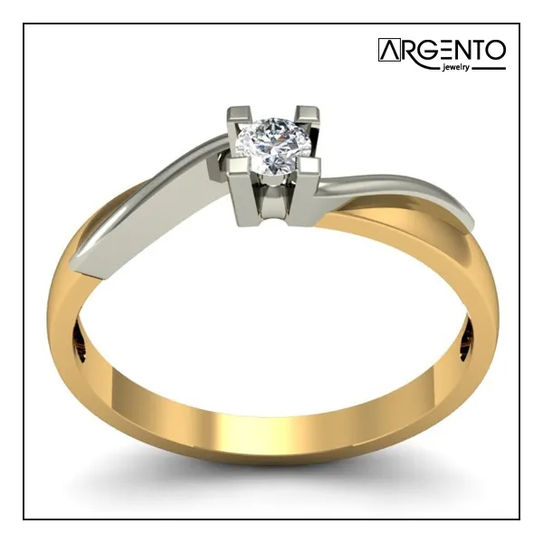 P049 Pierścionek złoty z 0,15 ct brylantem