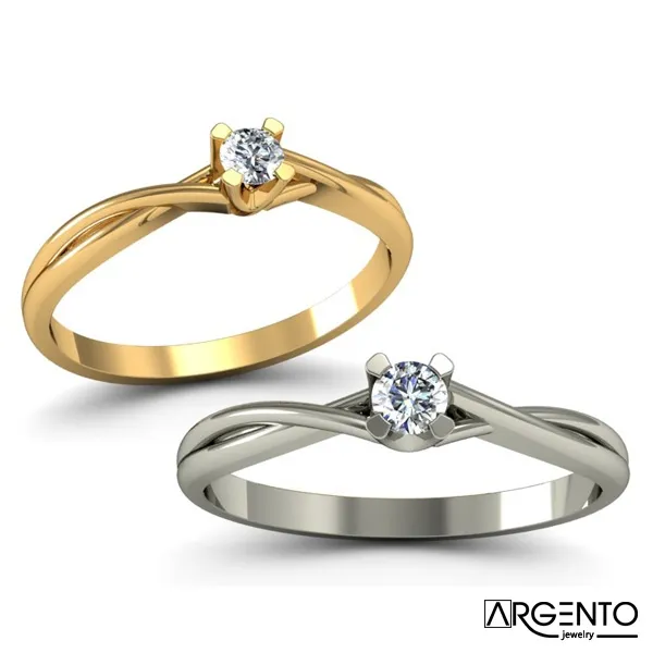 P057 Pierścionek złoty z 0,15 ct brylantem